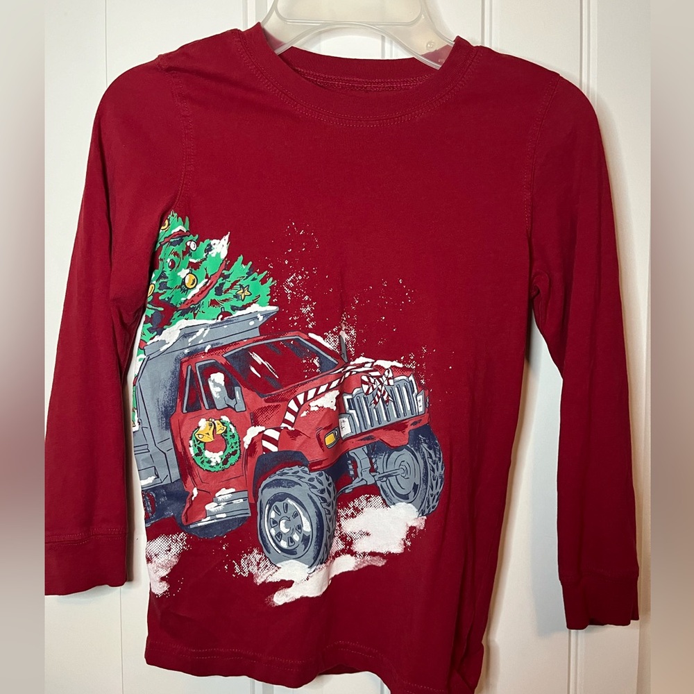 YOUTH 6 Carter’s Monster Truck long sleeve Christmas Shirt